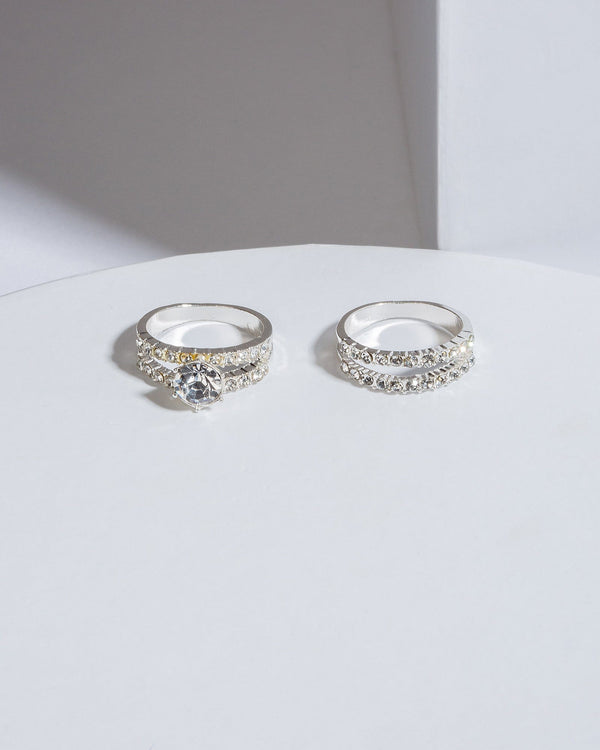 Colette by Colette Hayman Silver Double Band Ring Pack
