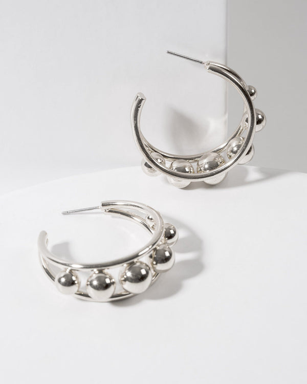 Colette by Colette Hayman Silver Multi Sphere Hoop Earrings