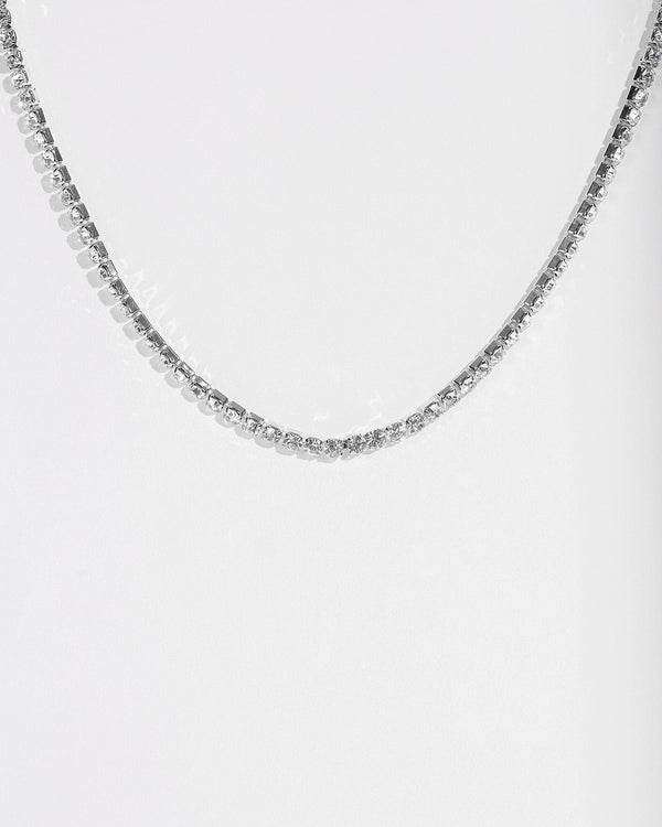 Colette by Colette Hayman Silver Row Crystal Choker Necklace