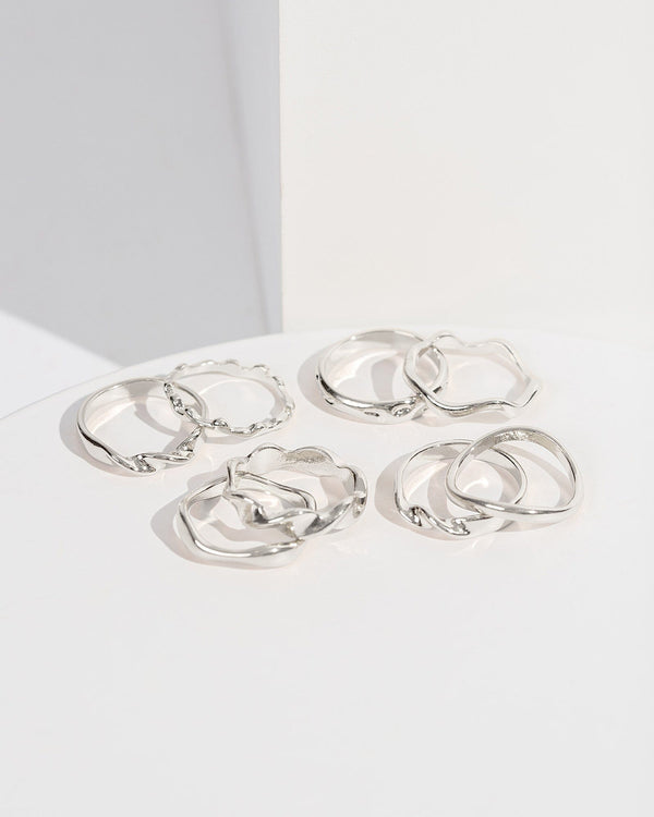 Colette by Colette Hayman Silver Wavy Multi Ring Pack