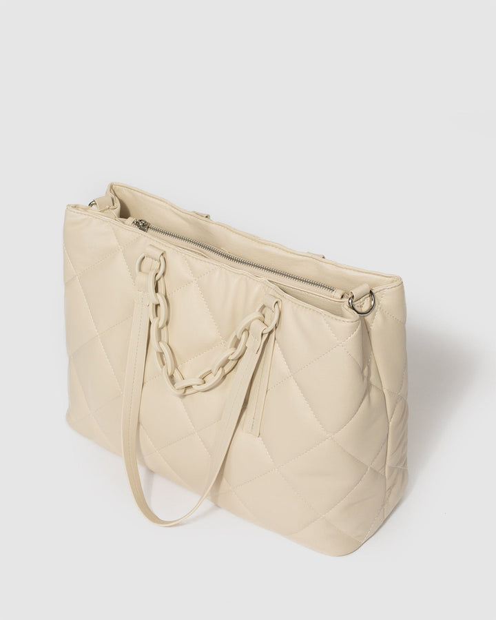 Colette by Colette Hayman Taupe Shanice Quilted Tote Bag