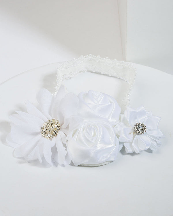 Colette by Colette Hayman White Crystal Flower Baby Headband