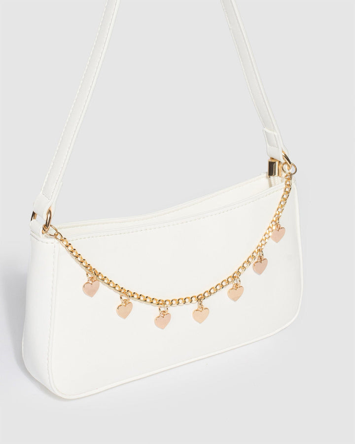Colette by Colette Hayman White Frankie Heart Chain Shoulder Bag
