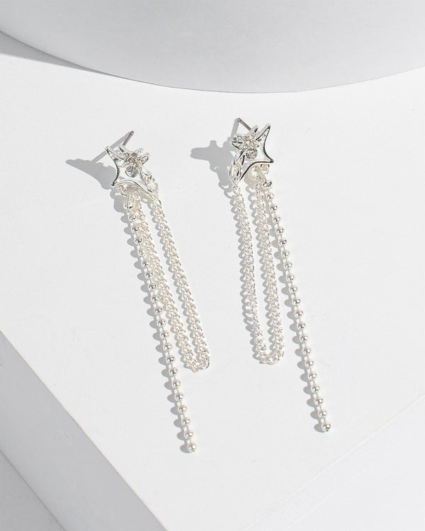 Colette by Colette Hayman White Starlight Draped Chain Earrings
