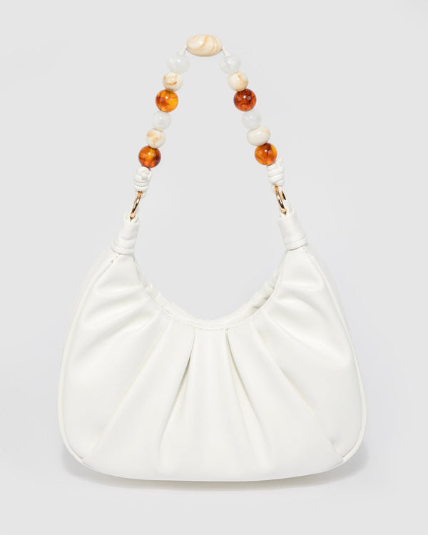 Colette by Colette Hayman White Tess Beaded Handle Shoulder Bag