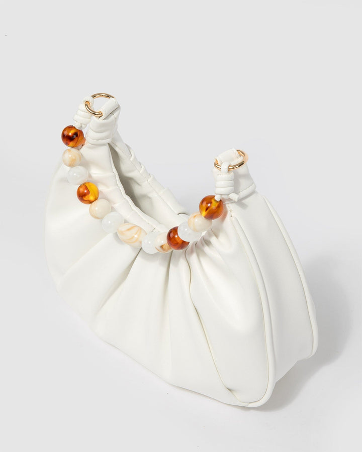 Colette by Colette Hayman White Tess Beaded Handle Shoulder Bag
