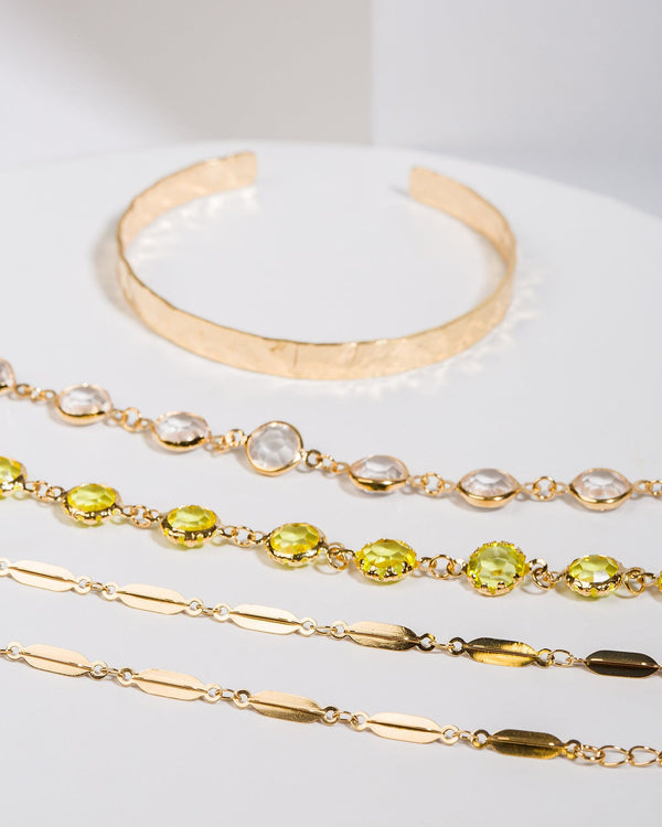Colette by Colette Hayman Yellow Layered Crystals Bangle Pack