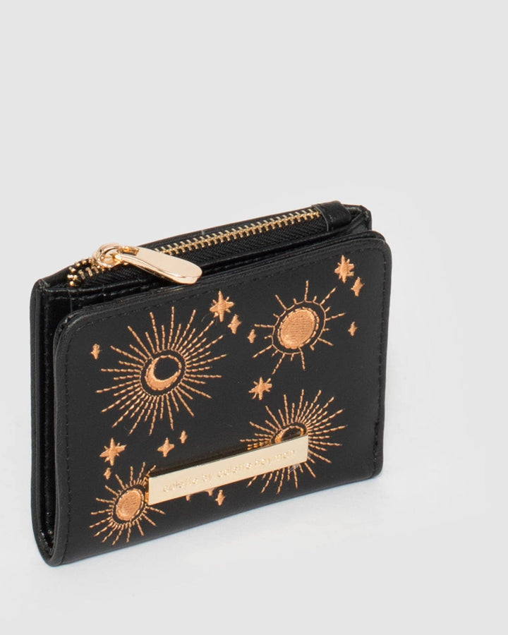 Black Mini Han Embroidered Wallet | Wallets