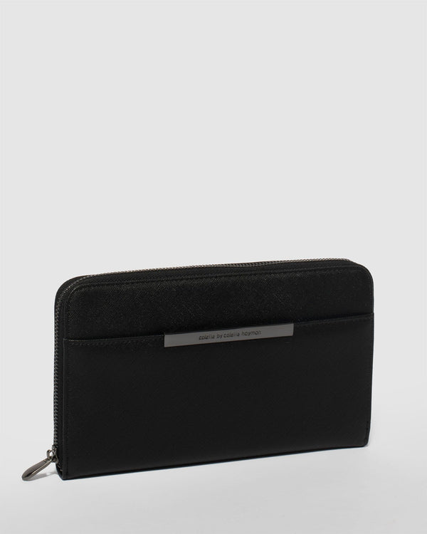 Black Sandy Large Wallet With Gunmetal Hardware | Wallets