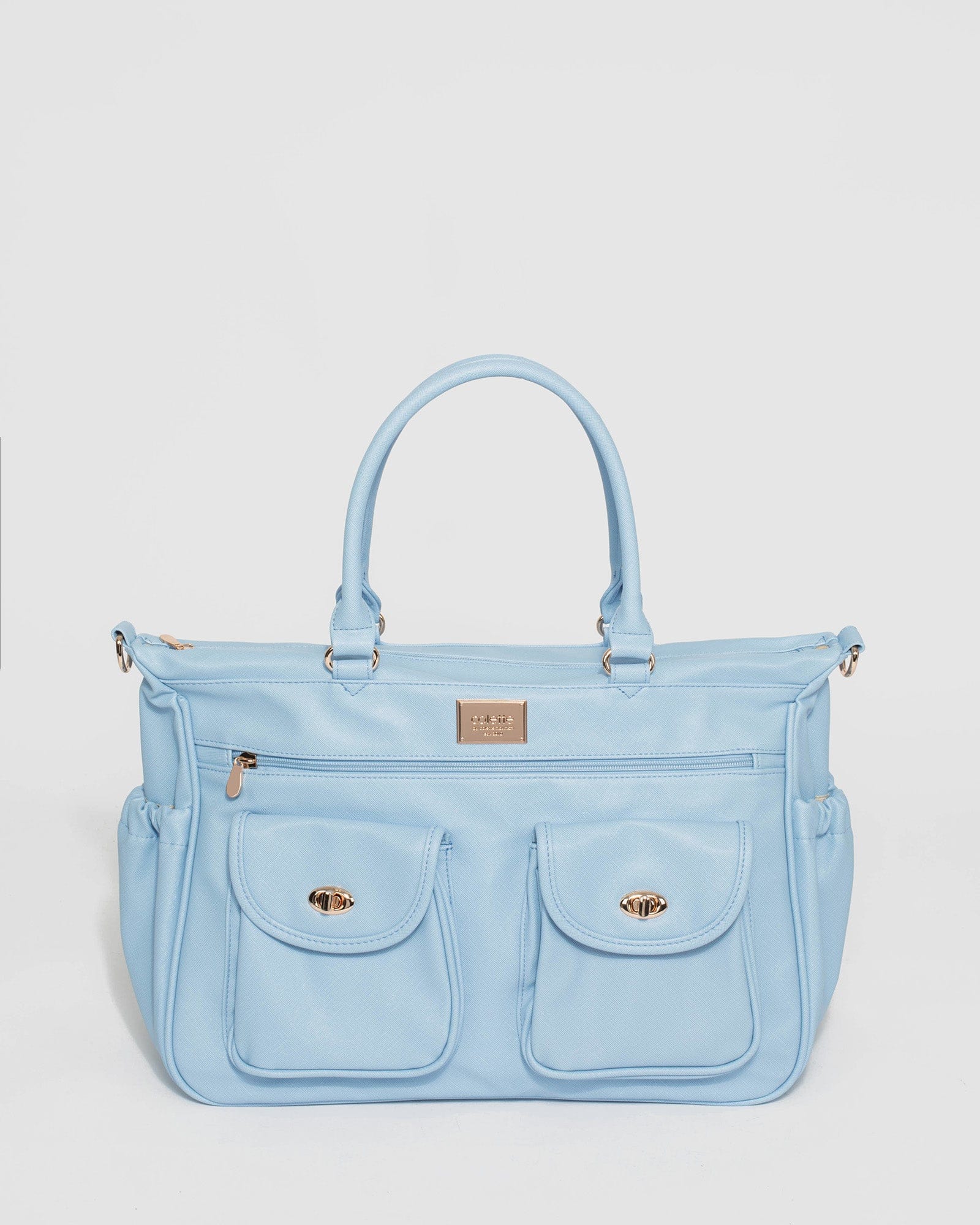 Blue Pu Baby Travel Bag With Gold Hardware - Main Image