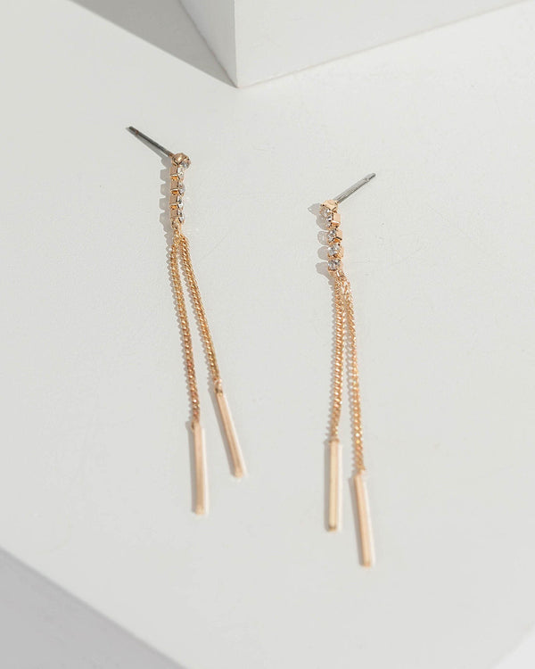 Gold Crystal Chain Drop Earrings | Earrings