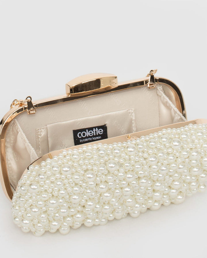 Colette by Colette Hayman Ivory Alina Beaded Clutch Bag