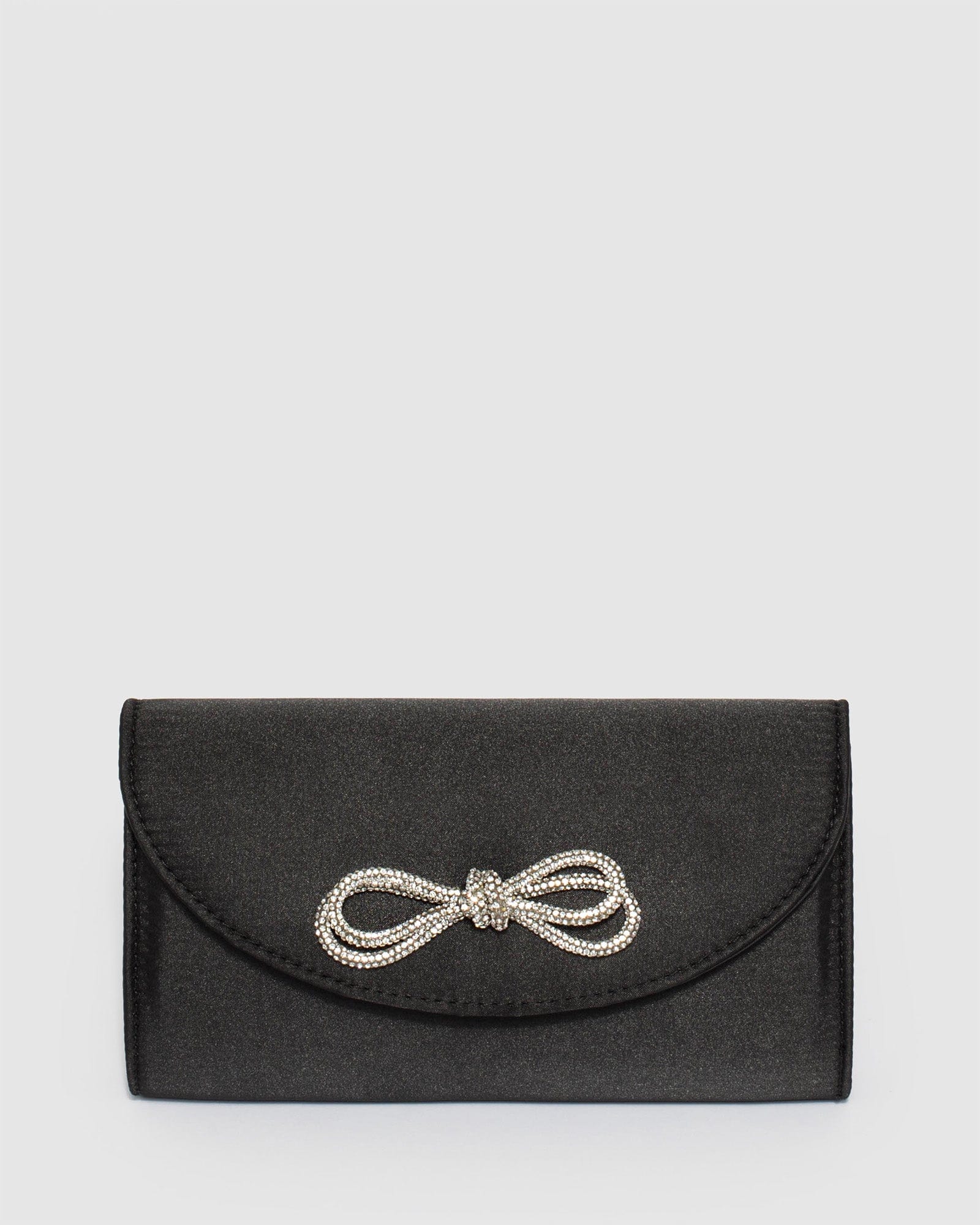 Mia Bow Black Clutch Bag - Main Image