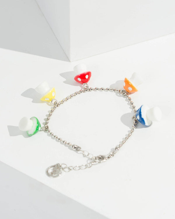 Multi Colour Mushroom Charm Bracelet | Wristwear