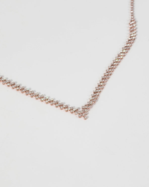Colette by Colette Hayman Rose Gold Diamante Cup Chain Teardrop Necklace