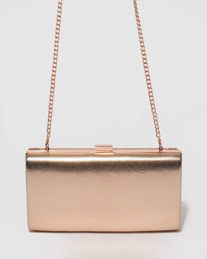 Rose Gold Margot Hardware Clutch Bag | Clutch Bags