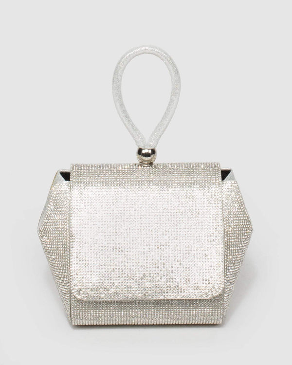 Silver Oralie Crystal Pouch | Mini Bags
