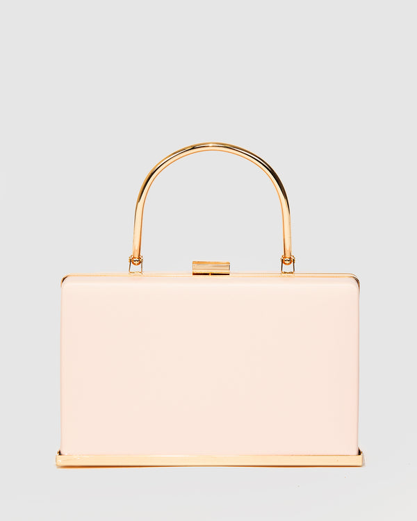 Pink Drew Top Handle Clutch Bag