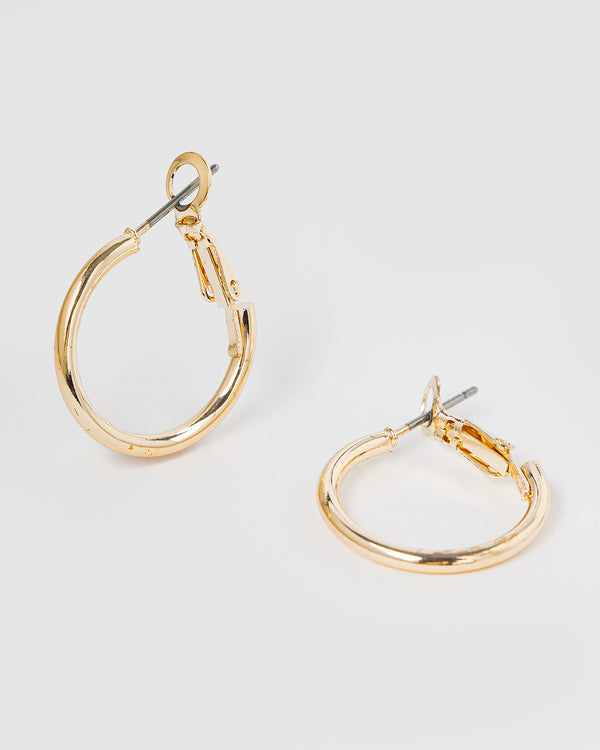 Gold Fine Hoop Earrings - 20mm