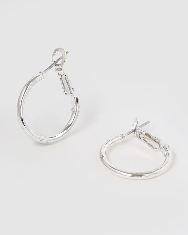 Silver Fine Hoop Earrings - 20mm