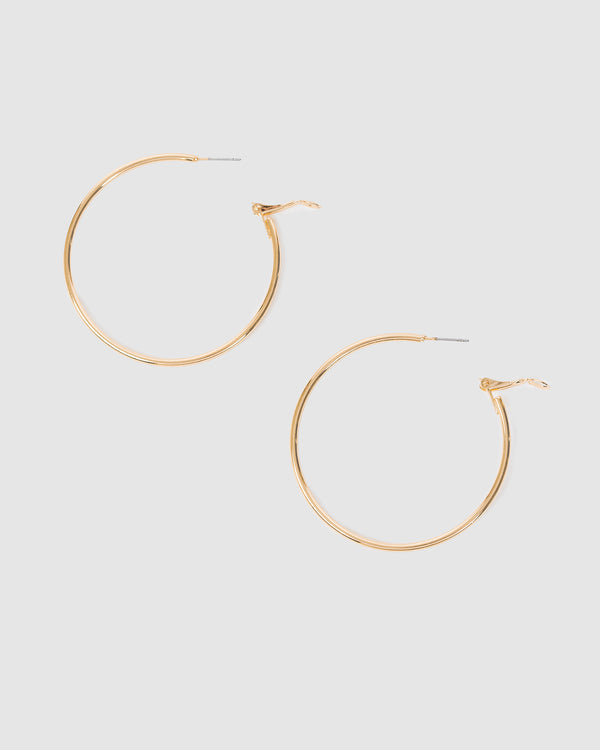 Gold Fine Hoop Earrings - 50mm