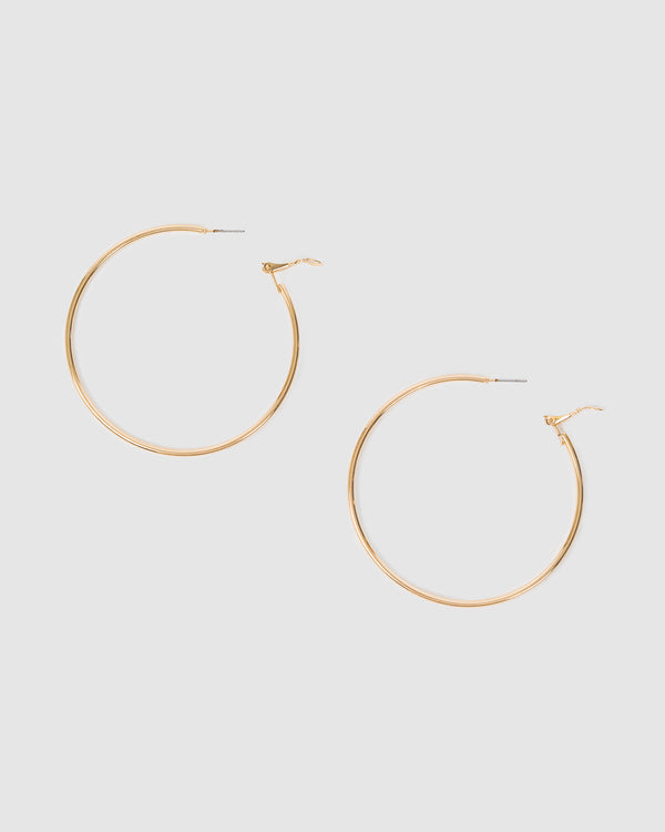 Gold Fine Hoop Earrings - 60mm