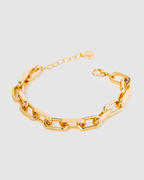 Gold Thick Linked Chain Bracelet