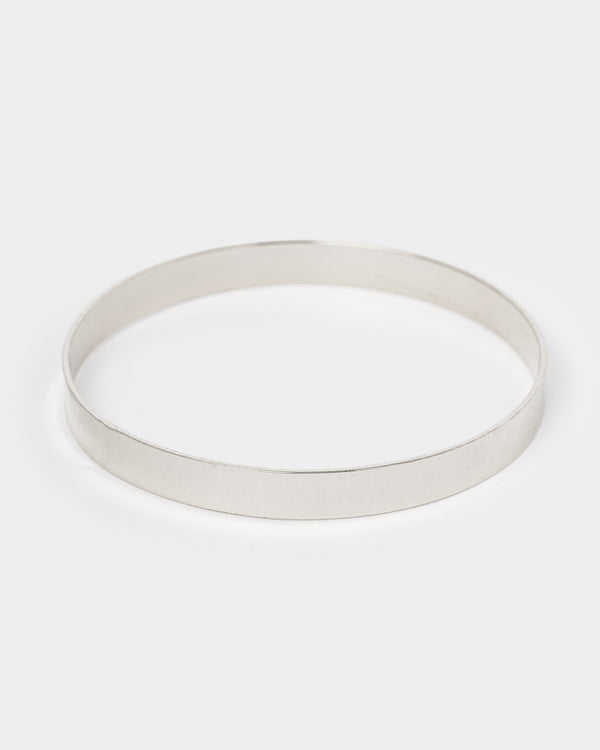 Silver Thick Metal Bangle Bracelet