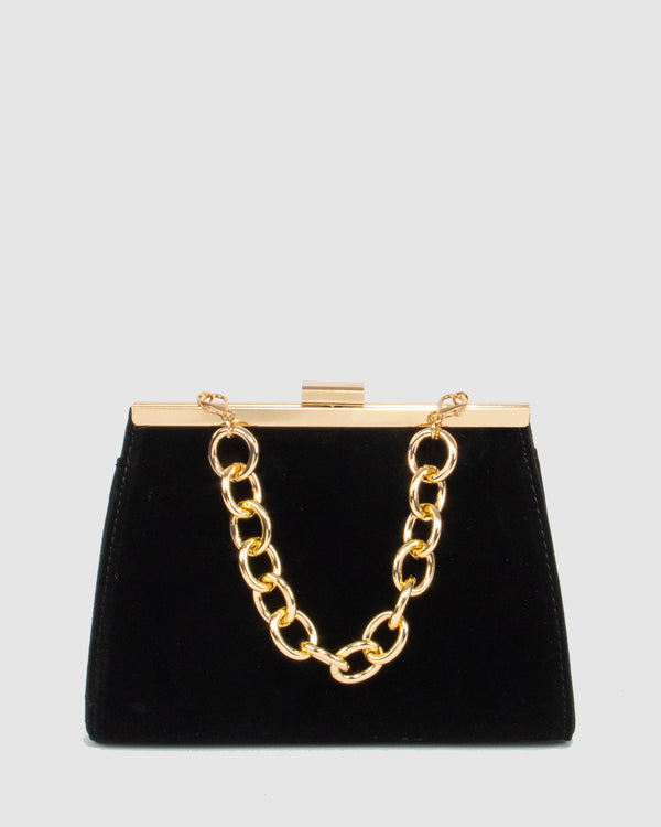 Black Crystal Top Handle Bag