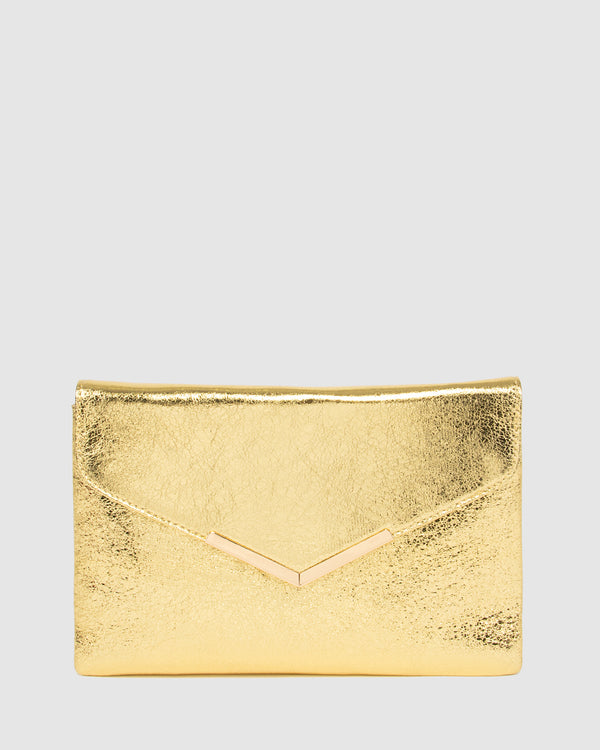 Gold Jordana Clutch Bag