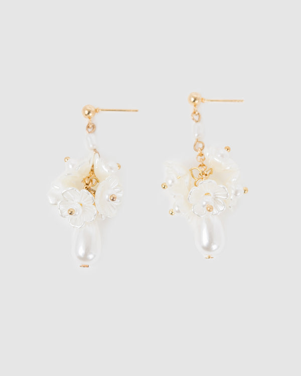 Flower Pearl Drop Earrings