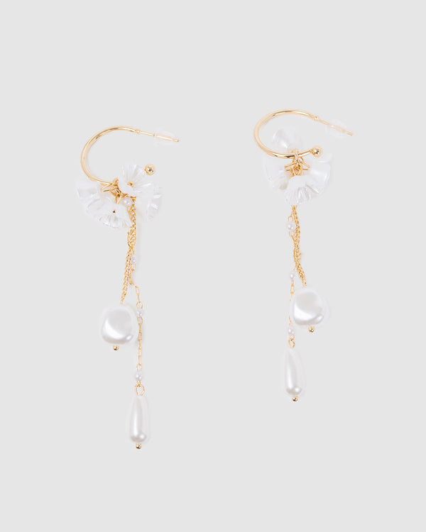 Flower Pearl Hoop Earrings