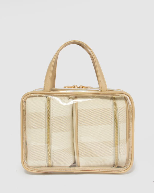 Natural Three Piece Clear Cosmetic Case