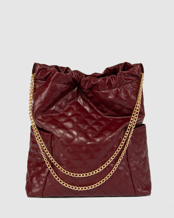 Berry Zara Slouch Quilt Tote