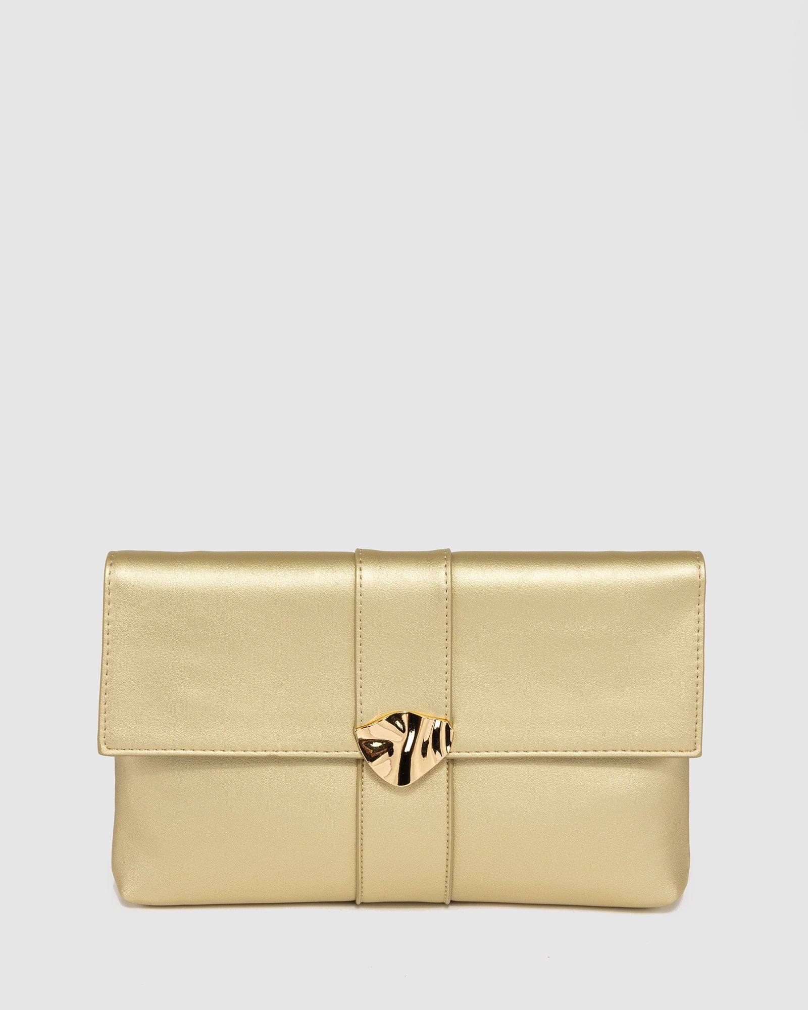 Gold Polly Flap Clutch