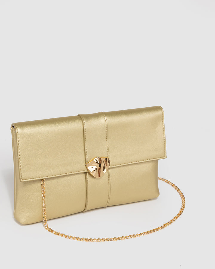 Gold Polly Flap Clutch