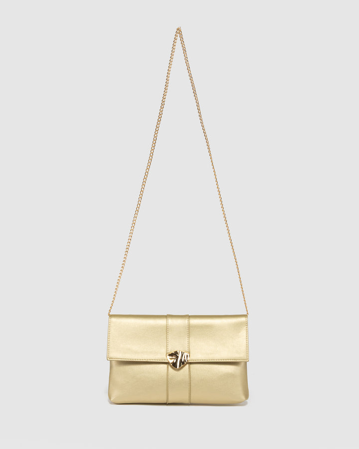 Gold Polly Flap Clutch