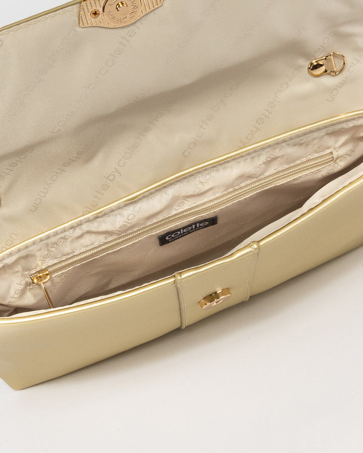 Gold Polly Flap Clutch