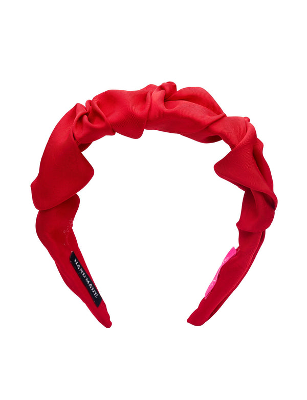 Wine Red Ruffle Satin Headband