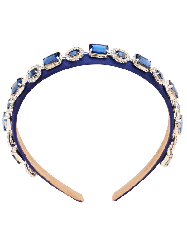 Navy Bejewelled Narrow Headband