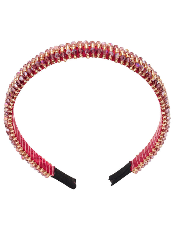 Burgundy Beaded Narrow Headband