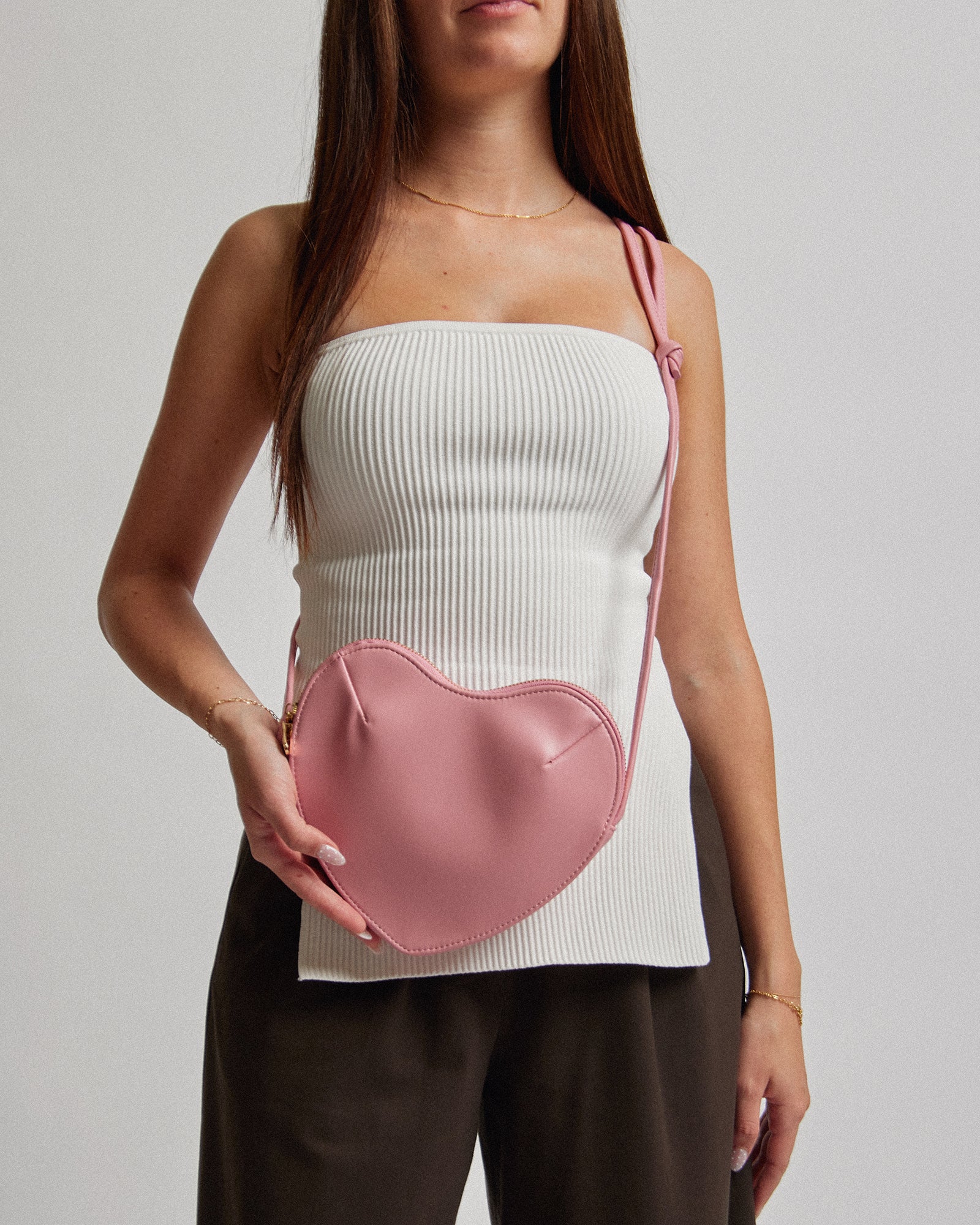 Pink Poppy Heart Crossbody Bag