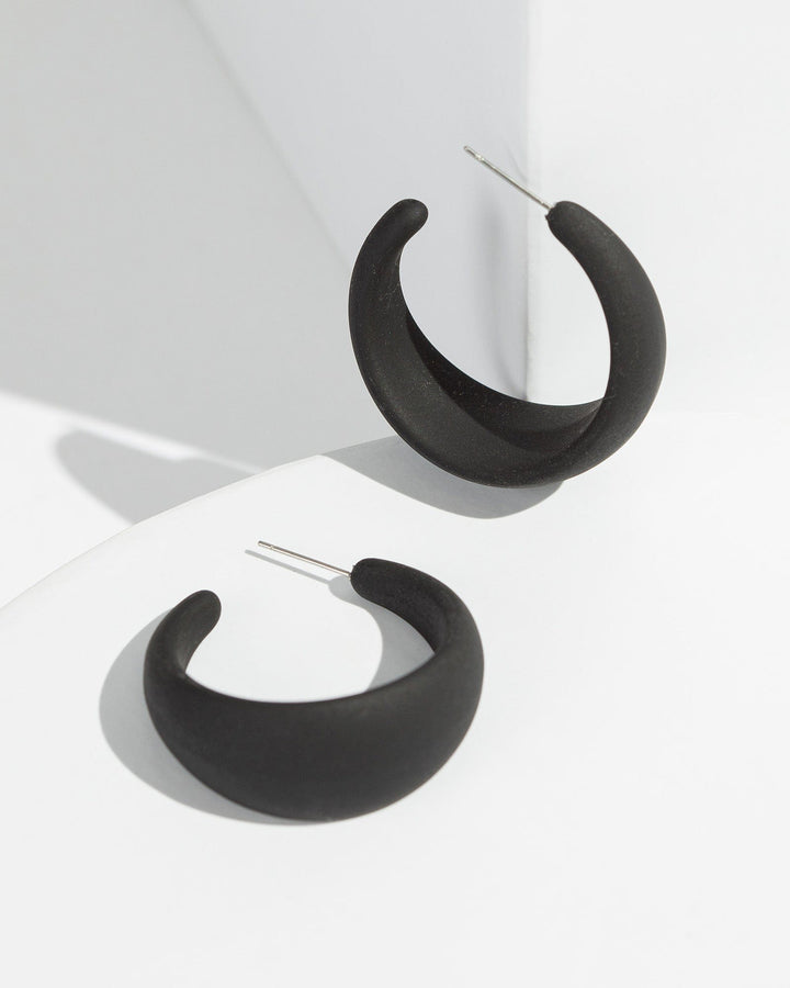 Colette by Colette Hayman Black Acrylic Matte Painted Hoop Earrings