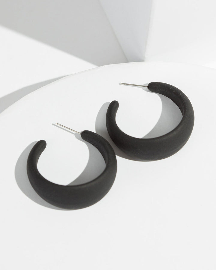 Colette by Colette Hayman Black Acrylic Matte Painted Hoop Earrings