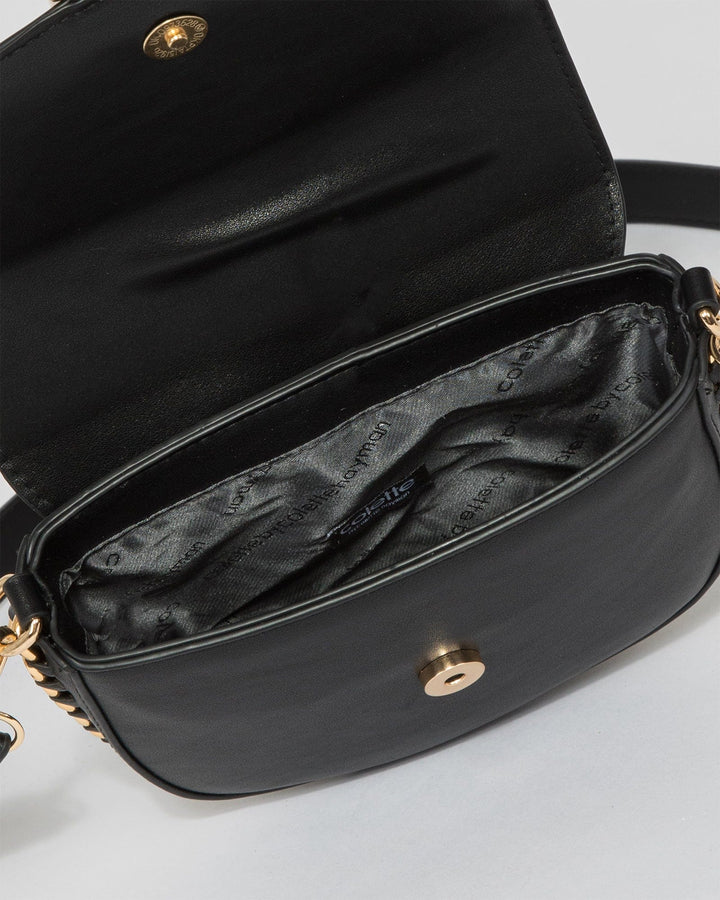 Colette by Colette Hayman Black Alvita Chain Saddle Bag