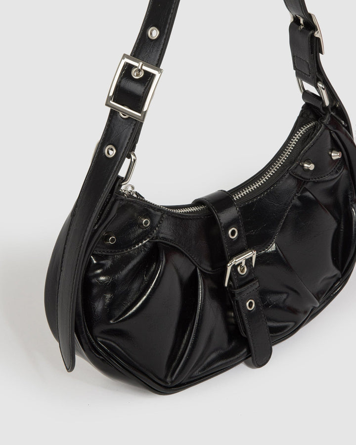 Colette by Colette Hayman Black Avalon Buckle Shoulder Bag