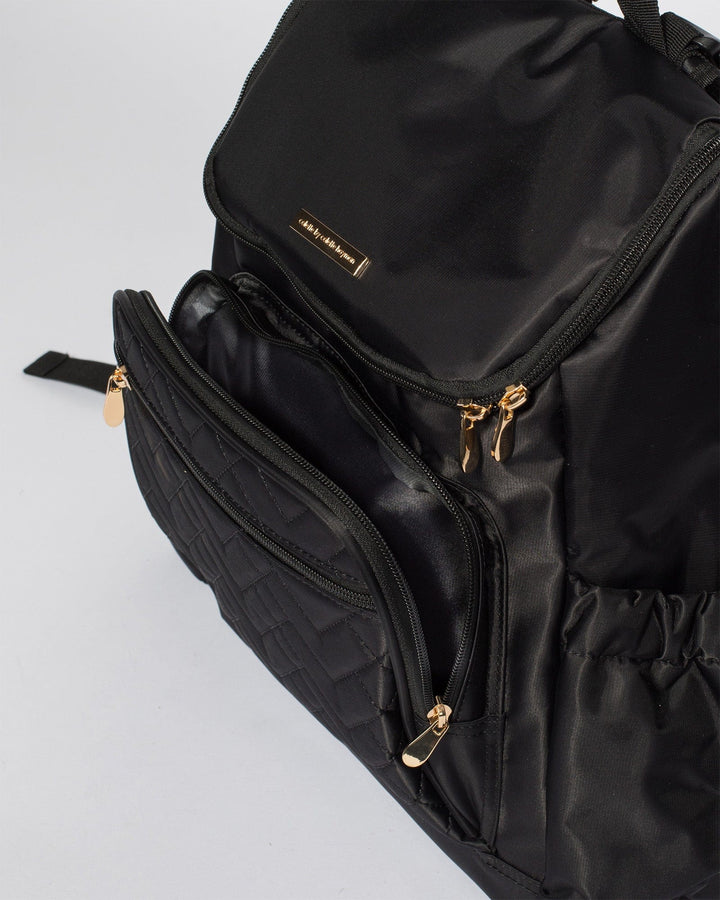 Colette by Colette Hayman Black Baby Bag Backpack with Gold Hardware