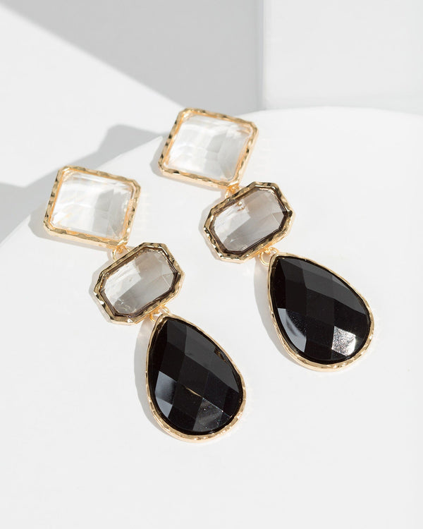 Colette by Colette Hayman Black Black Mixed Crystals Drop Earrings