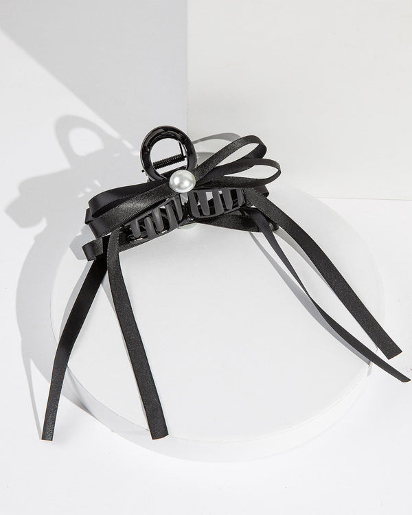 Colette by Colette Hayman Black Bow And Pearl Detail Claw Clip