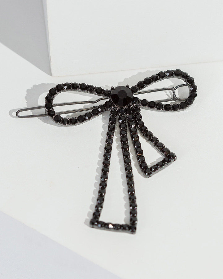 Colette by Colette Hayman Black Crystal Bow Detail Hair Slide